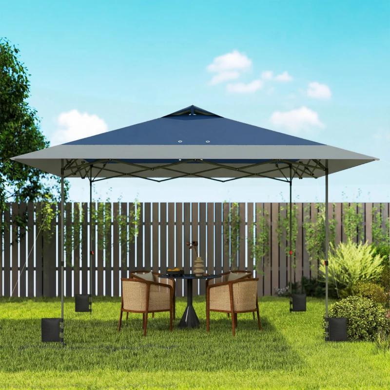Outsunny Pavilion aprox. 4x4 m rezistent la apă, stabil, rezistent la iarnă, pop-up pliabil cu funcție de închidere într-un pas, UV50+