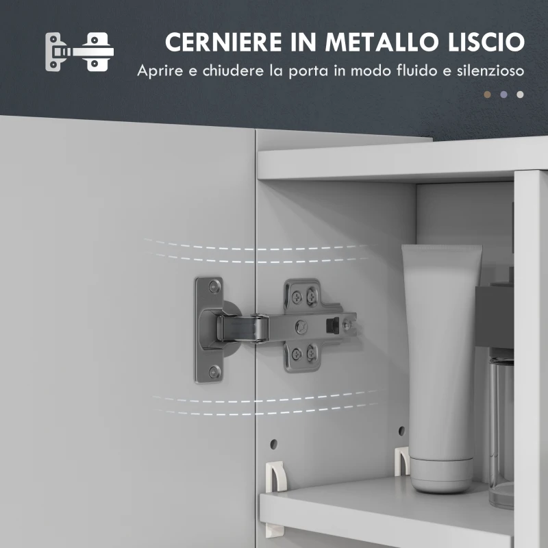 kleankin Specchiera Bagno con Armadietto 3 Ante Soft Close e Ripiani Regolabili, 90x15x75 cm, Bianco