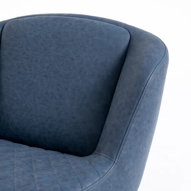 HOMCOM Set of Two Faux Leather Retro Bar Stools - Dark Blue