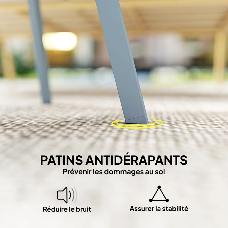 Outsunny Petite table basse ronde, table d'appoint avec patins antidérapants, cadre en métal, pour jardin, Ø 70 x 42 cm, bleu