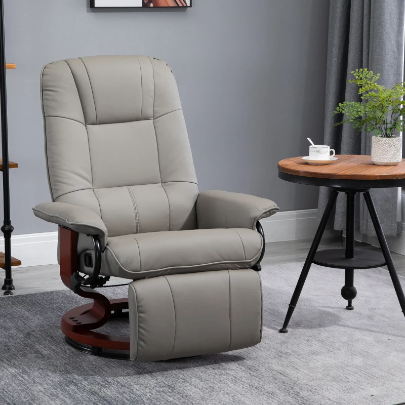 HOMCOM Reclining Swivel Chair, with Footrest - Grey