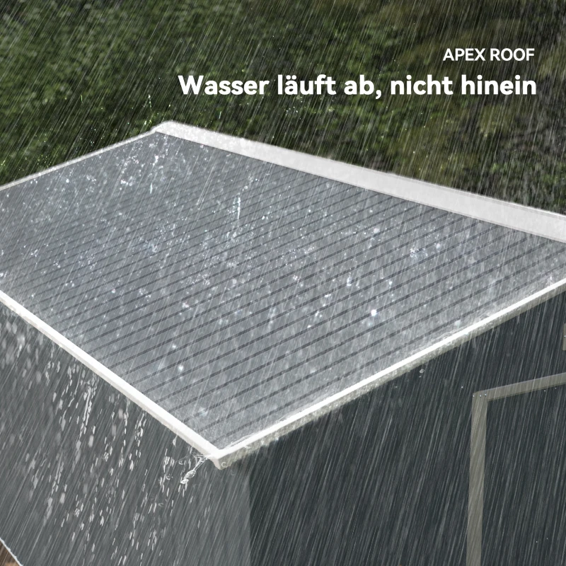 Outsunny Geräteschuppen, Wetterfestes Gartenhaus für Gartengeräte, mit Belüftungsfenstern, Schiebetüren, Stahl, Kohlegrau