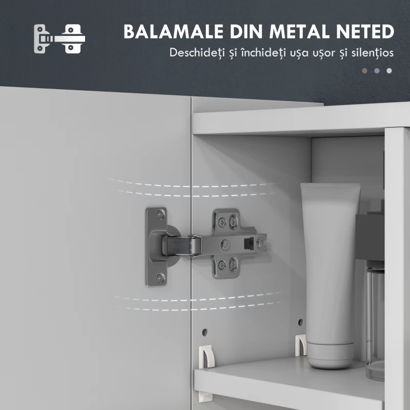 kleankin Dulap de Baie Montat pe Perete cu Oglindă și Rafturi Reglabile, Alb