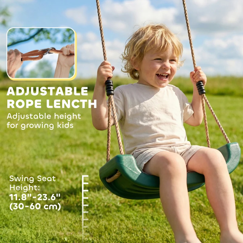 AIYAPLAY Speeltoren Klimrek Hout Schommelset met Glijbaan 2 Schommels Klimwand voor Kinderen van 3-8 Jaar 315x284x233 cm Groen