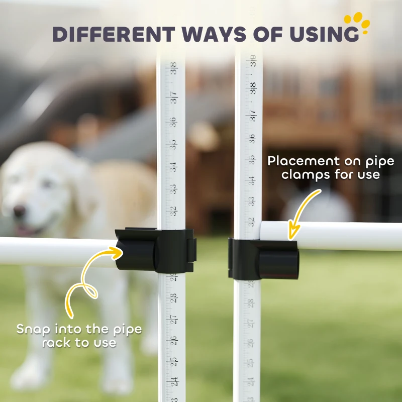 PawHut 4 Pieces Dog Agility Training Equipment, Adjustable Height Jumps Hurdle with Carrying Bag for Outdoor, White