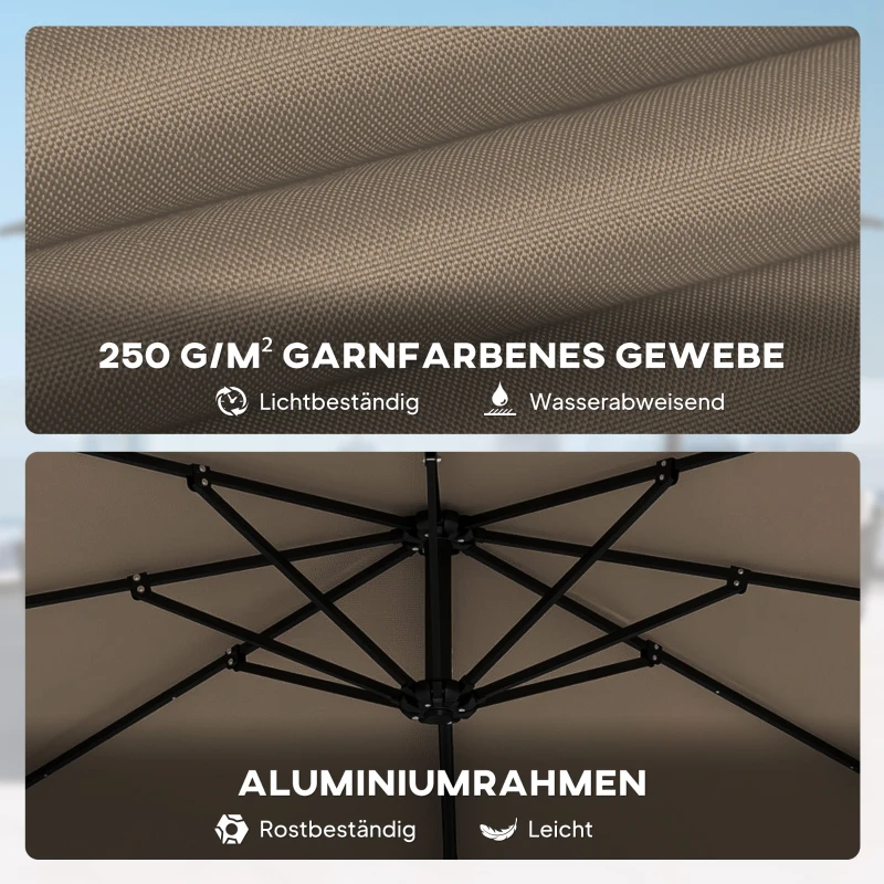 Outsunny Alu Ampelschirm 2,8 x 2,8 cm 360° drehbar neigbar Sonnenschirm mit Kurbel Ständer Abdeckung, Höhenverstellbar