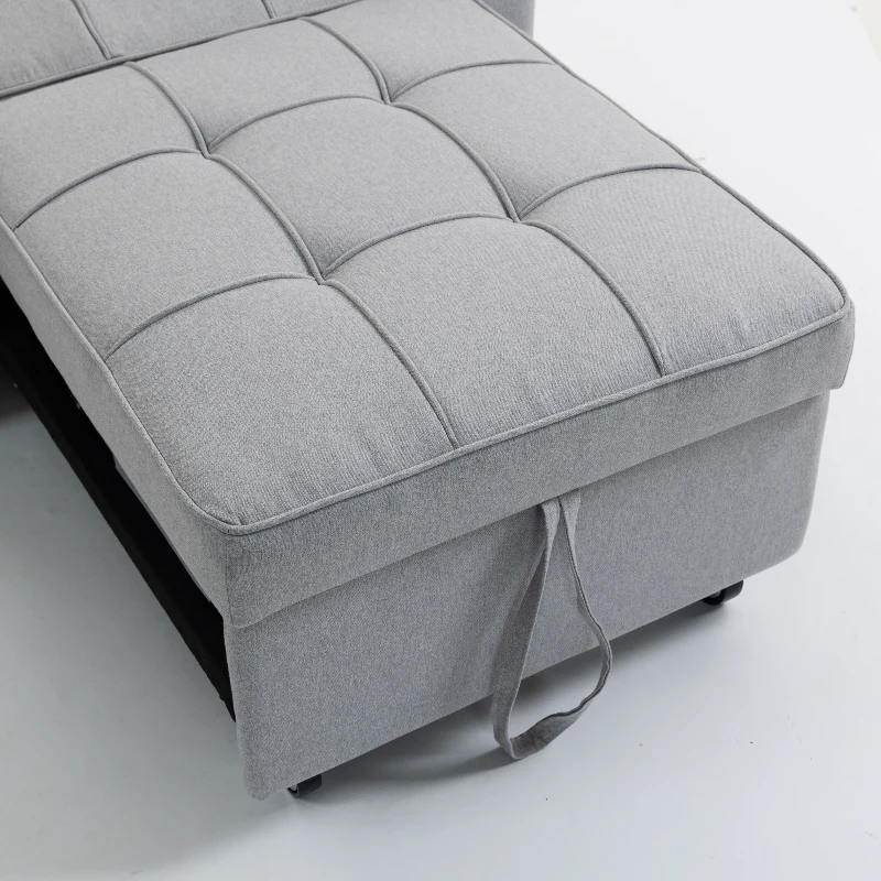 HOMCOM 3-in-1 Single Sofa Bed, Convertible Sleeper Chair Bed - Light Grey