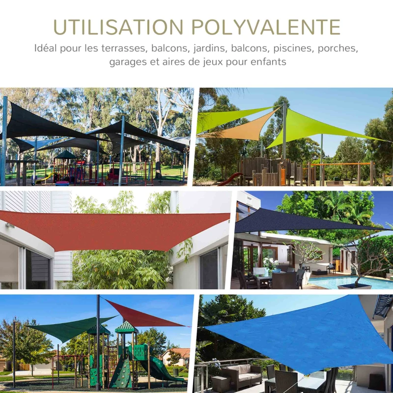 Outsunny Voile d'ombrage rectangulaire 3 x 4 m polyéthylène Haute densité Protection UV Avec sac de rangement - Coloris sable