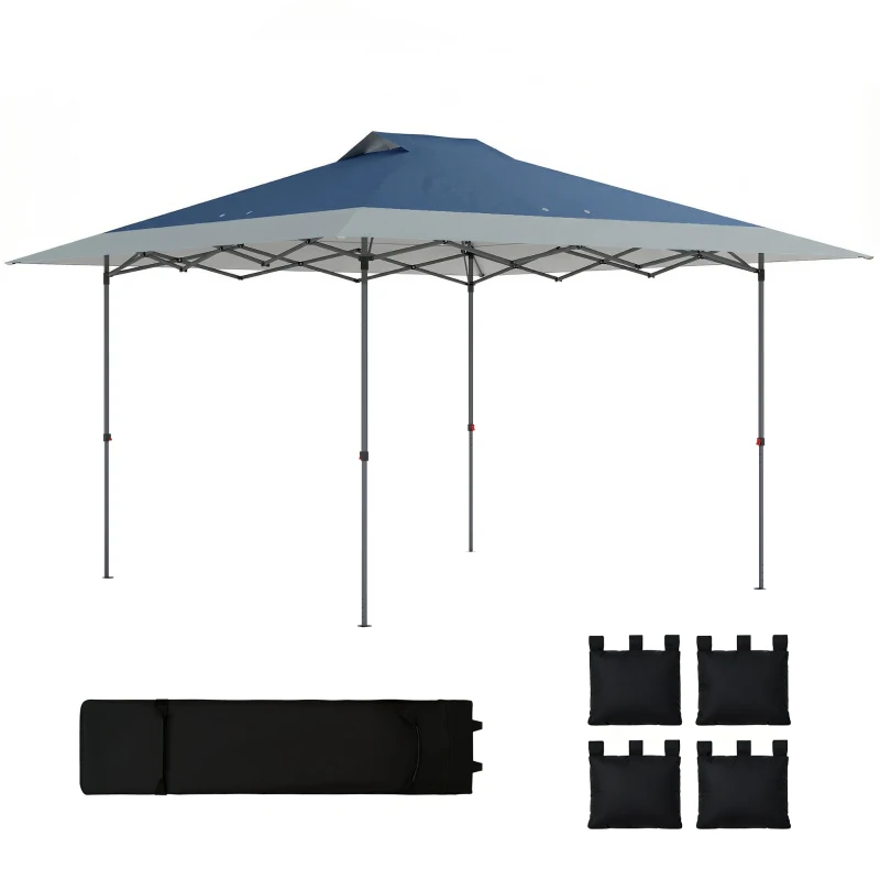 Outsunny Pavilion aprox. 4x4 m rezistent la apă, stabil, rezistent la iarnă, pop-up pliabil cu funcție de închidere într-un pas, UV50+