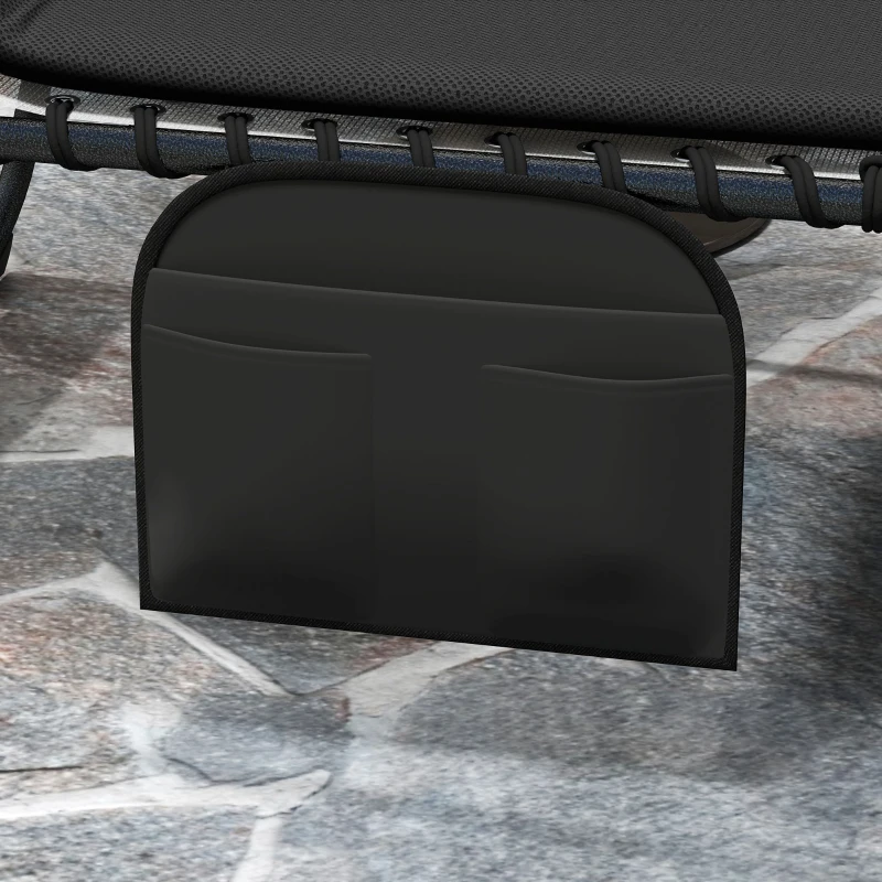 Outsunny 2er Set Sonnenliege klappbar Gartenliege mit Kopfkissen 5-Fach höhenverstellbarer Rückenlehne Seitentasche Schwarz