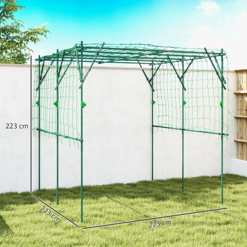 Outsunny Grilaj din oțel de introdus rezistent la rugină suport pentru plante cățărătoare spalier 223 x 223 x 223 cm arcadă pentru trandafiri Verde