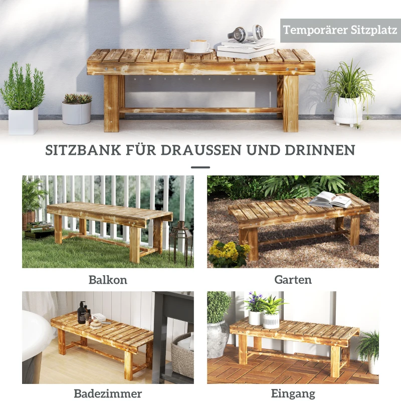 Outsunny Tuinbank, zitbank, geschikt voor 2 personen, met een rustieke uitstraling Afmetingen: 110 x 38 x 35 cm Kleur: donkerbruin(m-7)