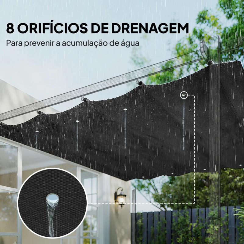 Outsunny Cobertura para Pérgola Retrátil 286x245 cm Teto de Substituição para Pérgola com Proteção UV30+ para Pérgola de 3x2,15 cm Cinza