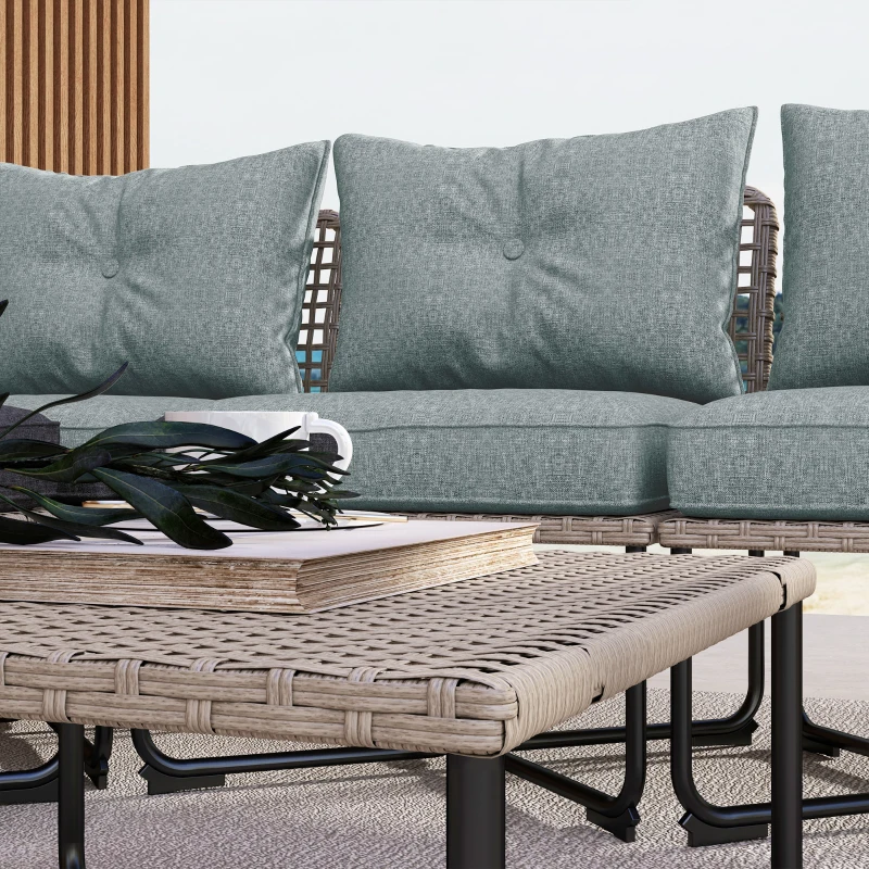 Outsunny Set de Mobilier de Terasa din 5 Piese cu Canapea(m-6)