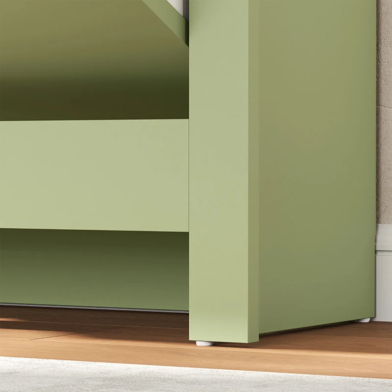 HOMCOM Mueble para zapatos 12 pares, armario zapatero estrecho con 2 cajones abatibles y estantes regulables, verde