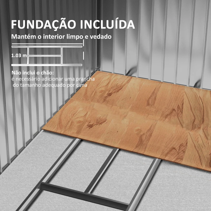 Outsunny Abrigo de Jardim 213x130x185cm Abrigo de Jardim Metálico de Exterior com 2 Portas Deslizantes e 4 Janelas Verde Claro