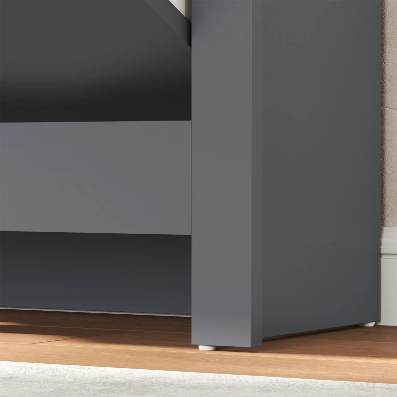 HOMCOM Shoe Cabinet for 12 Pairs, Narrow Shoe Storage with 2 Flip-Down Drawers and Adjustable Shelves, Dark Gray
