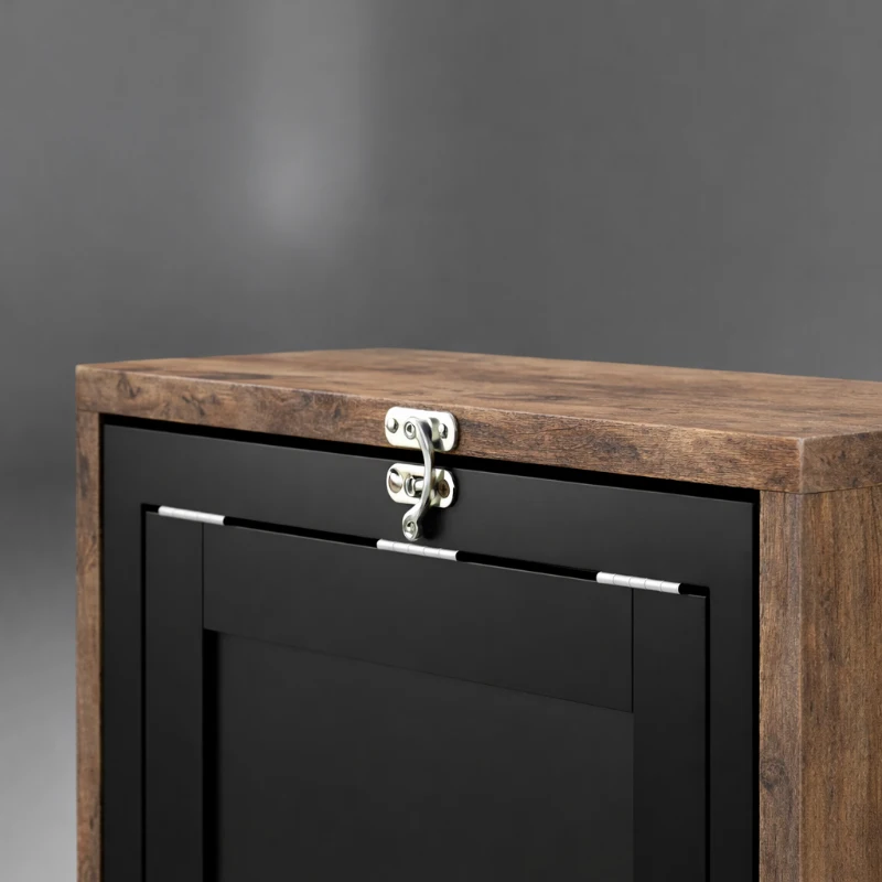 HOMCOM Folding Desk with Blackboard Multi-function Computer Office Workstation Side Shelf for Home Office, Rustic Brown