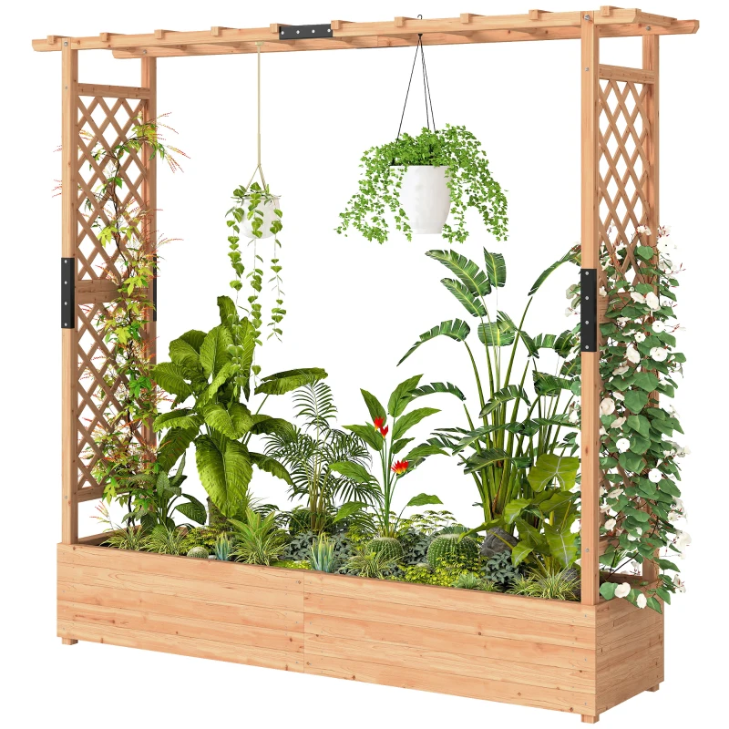 Outsunny Fir Wood 171 x 39 cm Planter and Trellis Garden Bed
