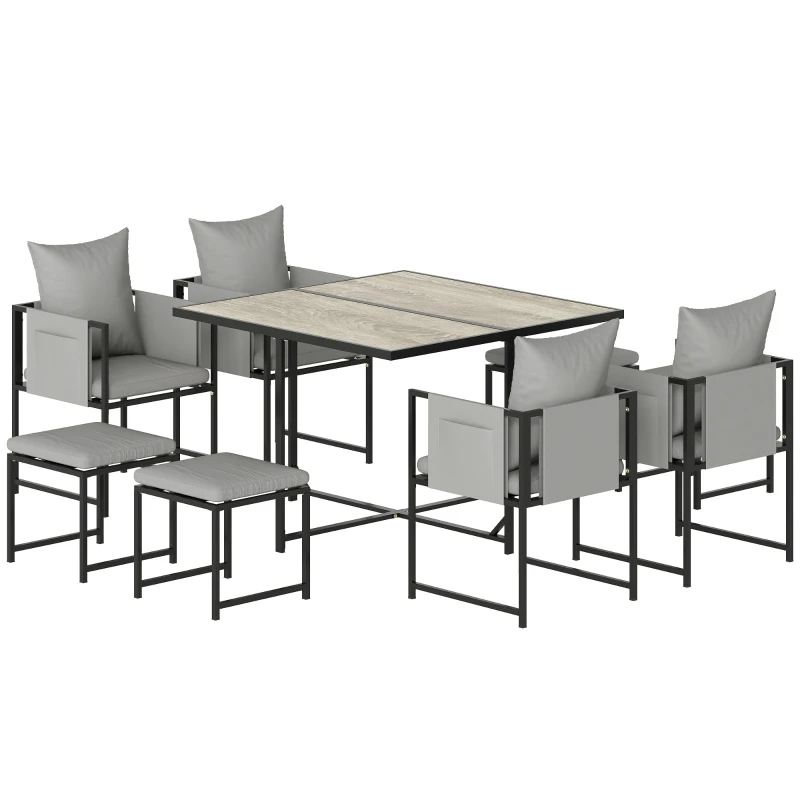 Outsunny Nine-Piece Steel Frame Garden Dining Set - Dark Grey