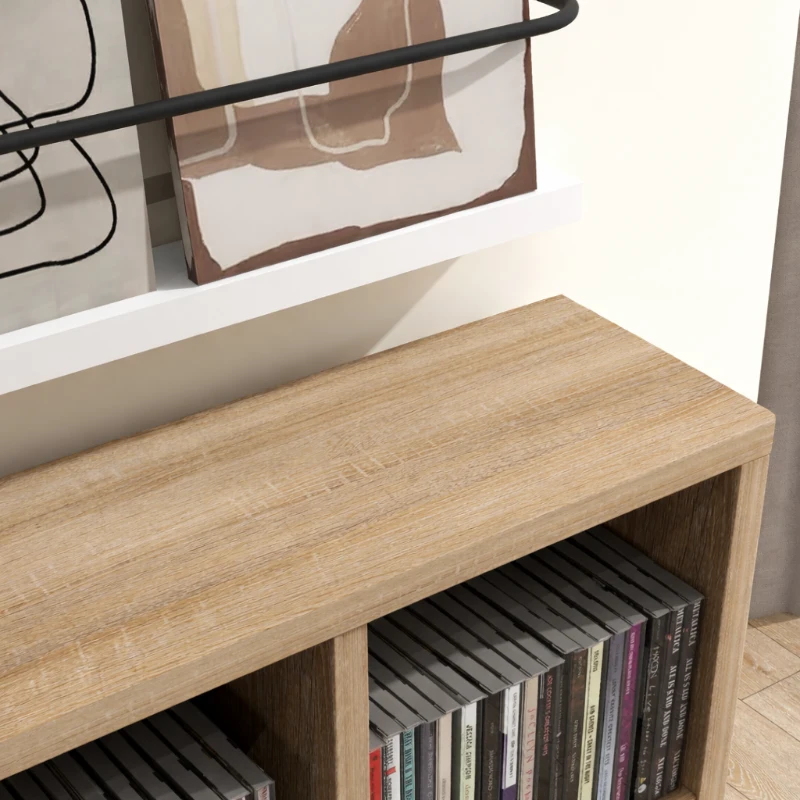 HOMCOM CD Storage Unit with Adjustable Shelves, Suitable for up to 456 CDs, 89 x 130.5 cm, Nature Wood Finish