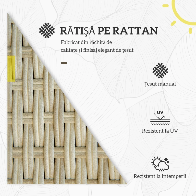 Outsunny Mobilier pentru gradina 7 bucati, modular cu masuta, fotoliu, fotoliu de colt si 2 canapele din ratan PE cu perne, bej(m-5)