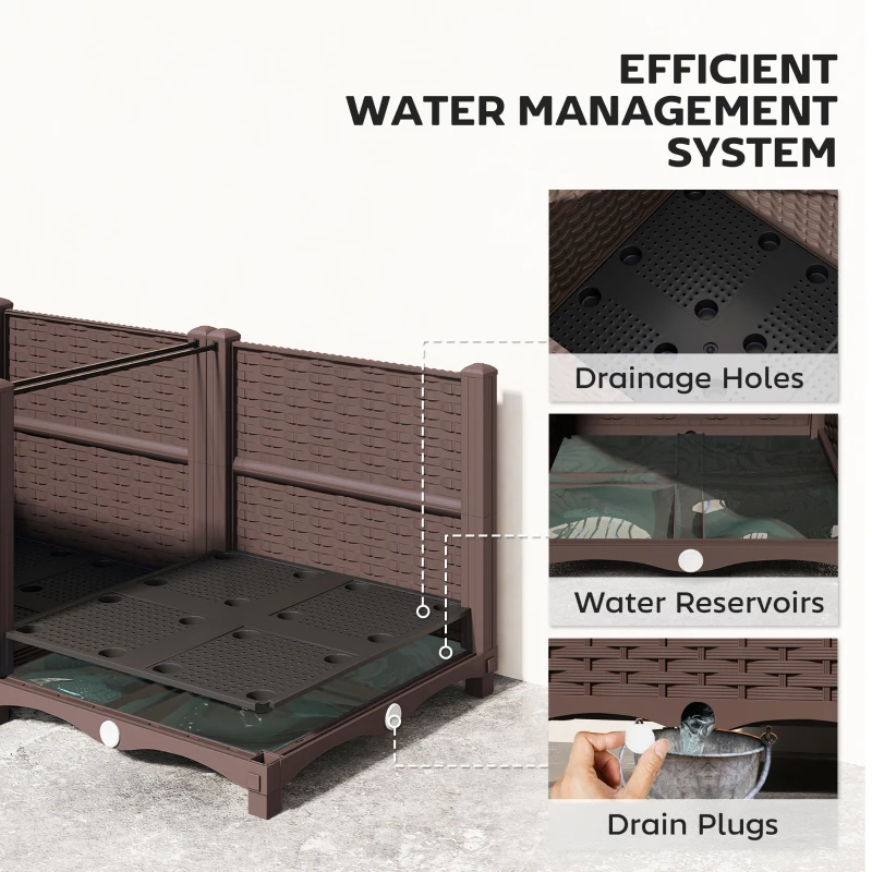 Outsunny Plastic Raised Garden Bed with Legs, Self Watering Elevated Planter Boxes with Drainage Holes and Plugs