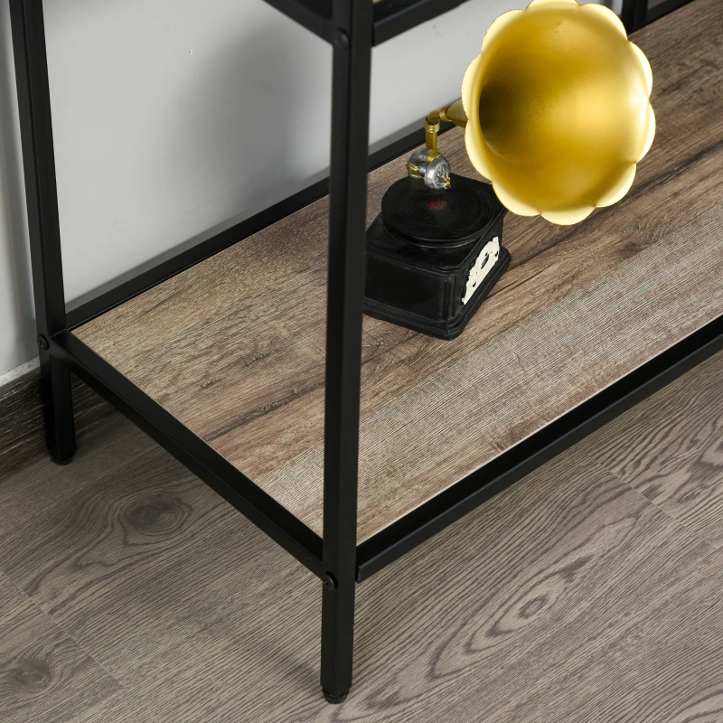 HOMCOM Vrijstaande stelling boekenkast industriële stijl archiefplank P2 spaanplaat licht eiken(m-14)