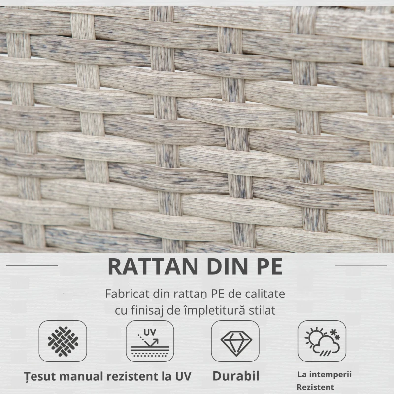 Outsunny Set Mobilier canapele si masuta pentru Gradina din Ratan Gri(m-5)