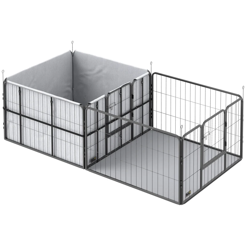PawHut Seven-Panel Dog Whelping Box, Dog Playpen with Washable Whelping Pads, Wind-Resistant Fabric, for Small and Medium Dogs