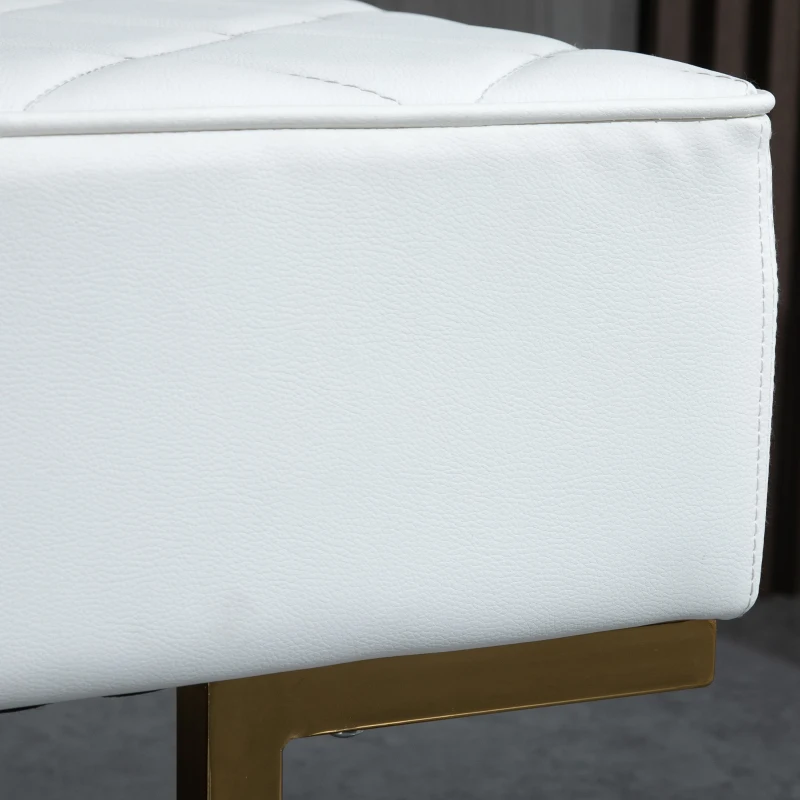 HOMCOM Bank voor slaapkamer bedbank woonkamer kunstleer metaal wit(m-9)