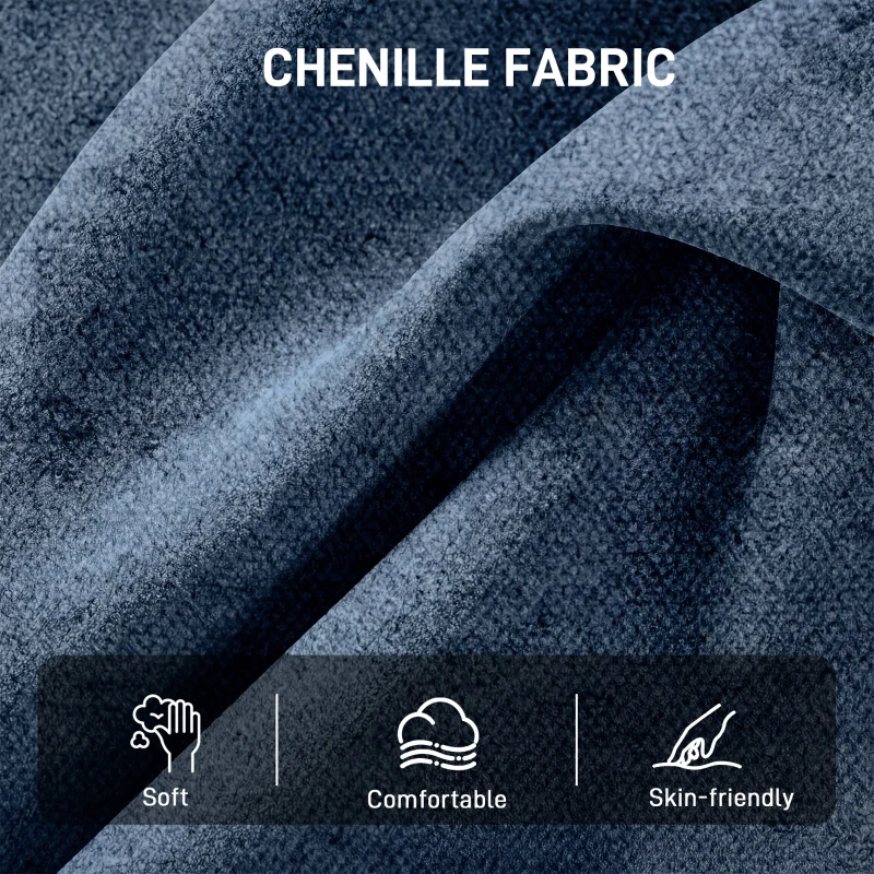 HOMCOM Obrotowy fotel akcentowy, tapicerowany fotel do czytania z tkaniny chenille, szerokie siedzisko, sprężynowe poduszki i metalowe nogi, ciemnoniebieski