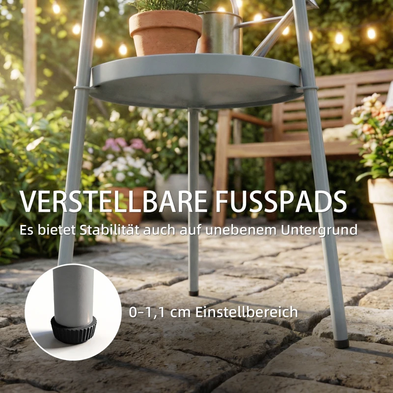 Outsunny Bijzettafel Ø36 cm, Balkontafel van Metaal, Buitentafel, Ronde Terrastafel voor Tuin, Terras of Balkon, Donkergrijs