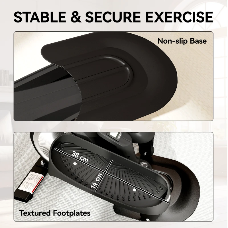 SPORTNOW Under Desk Elliptical Machine with LCD Monitor, 8 Adjustable Magnetic Resistances for 2-in-1 Seat & Stand Up Exercise