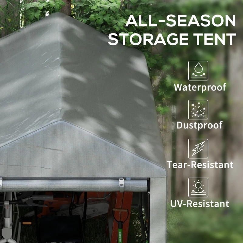 Outsunny 179 x 120cm Temporary Garden Shed, with Accessories - Light Grey