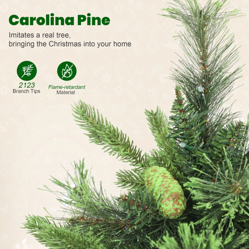 HOMCOM 6ft Artificial Pine LED Christmas Tree, with Remote