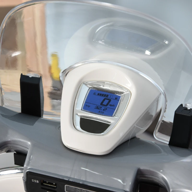 HOMCOM elektrisch voertuig kindermotor fiets met MP3-muziek verlichting 3-6 jaar wit(m-18)