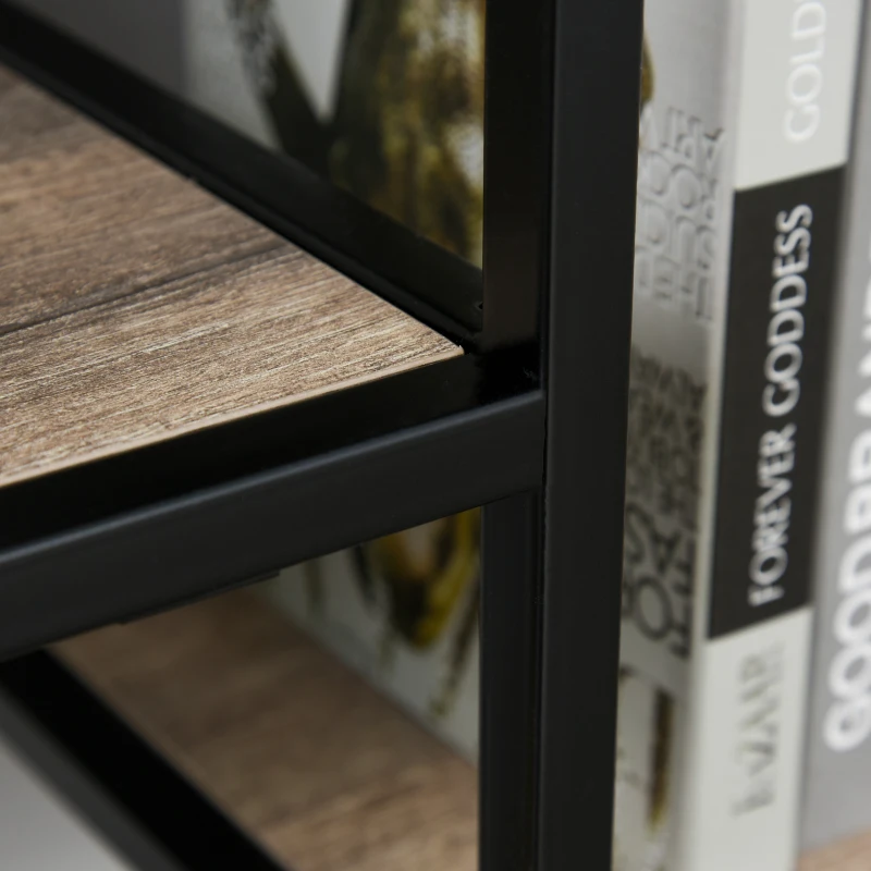 HOMCOM Vrijstaande stelling boekenkast industriële stijl archiefplank P2 spaanplaat licht eiken(m-12)