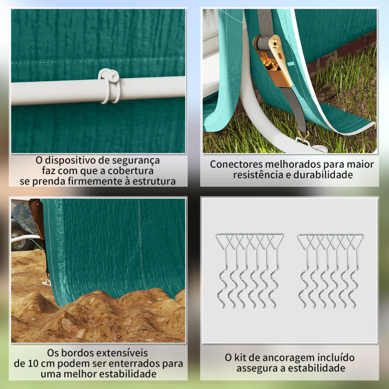 Outsunny Abrigo de Exterior para Ferramentas Bicicleta 2,4x2x2,02 m Abrigo de Armazenamento com 2 Portas  Anti-UV para Jardim Verde