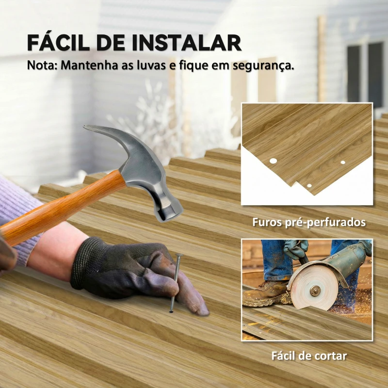 Outsunny Conjunto de 12 Painéis para Telhado de Aço Galvanizado 7 m² para Abrigo de Ferramentas Cobertura 129x45 cm Madeira