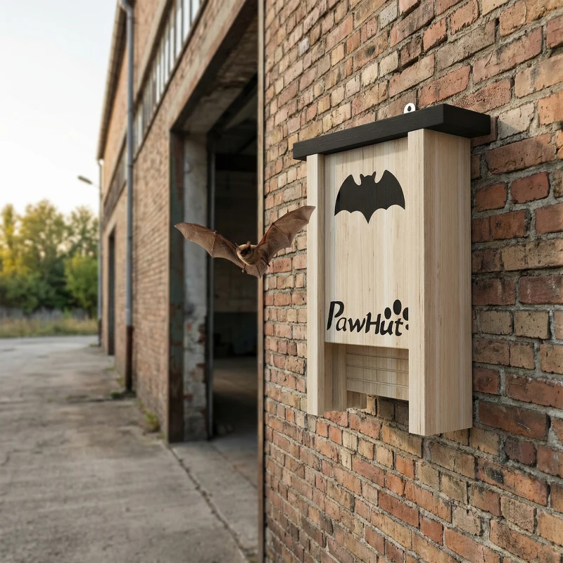 PawHut Set de 3 Casas para Murciélagos Cajas de Madera para Exterior Jardín Huerto o Granja Fácil de Colgar 18x6x22,5 cm