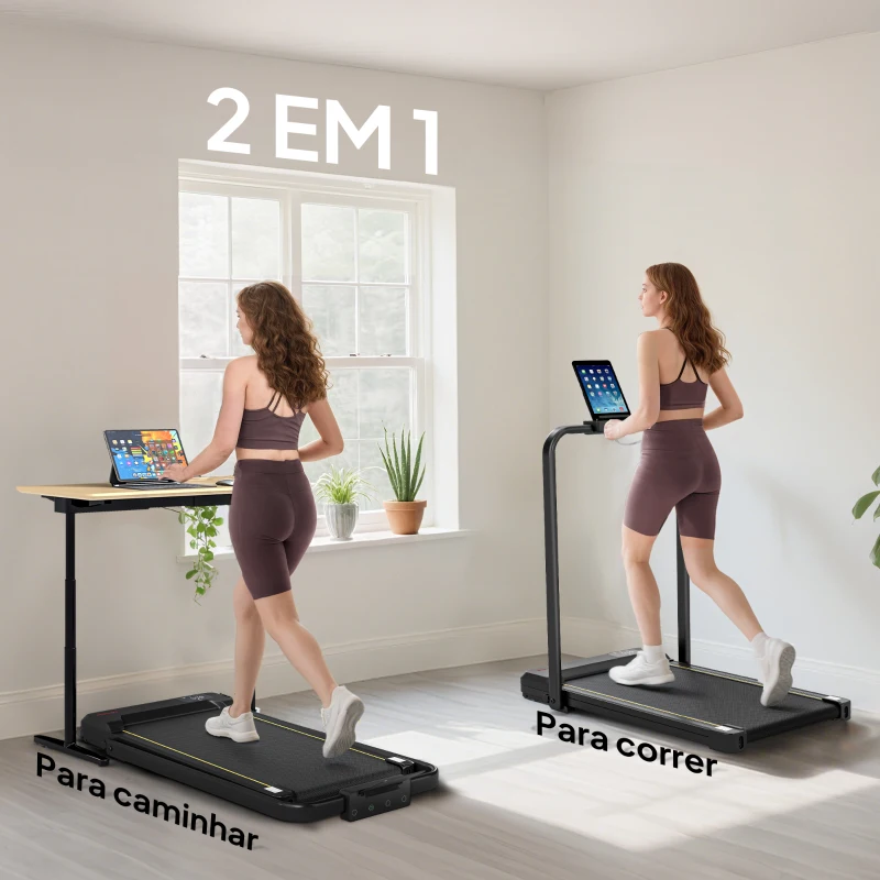 SPORTNOW Passadeira Dobrável com Inclinação Passadeira Elétrica com 2,0HP 6 km/h Ecrã LED e Controlo Remoto103x55x100 cm Preto