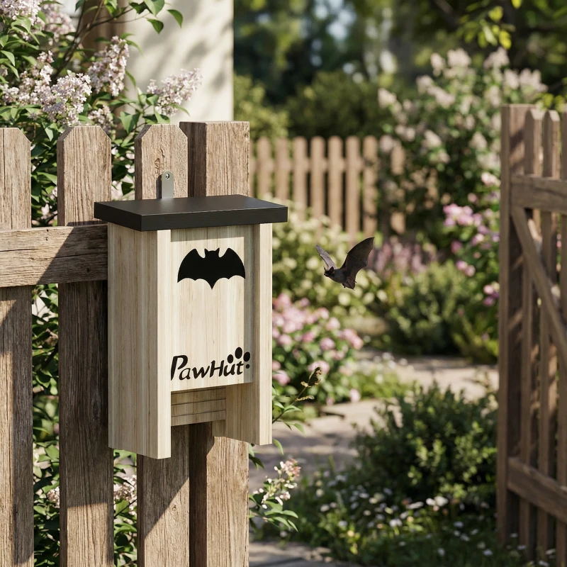 PawHut Set de 3 Casas para Murciélagos Cajas de Madera para Exterior Jardín Huerto o Granja Fácil de Colgar 18x6x22,5 cm