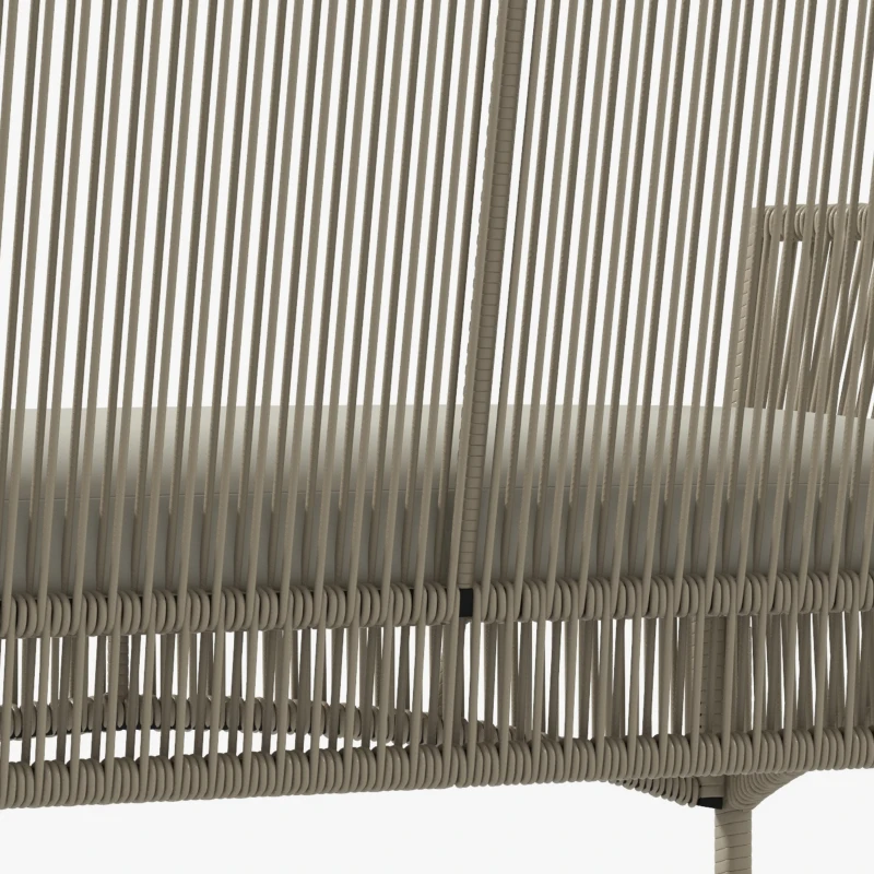 Outsunny Set de Grădină cu 2 Fotolii de Exterior, Canapea și Măsuță, 56x56x80 cm, Kaki(m-7)