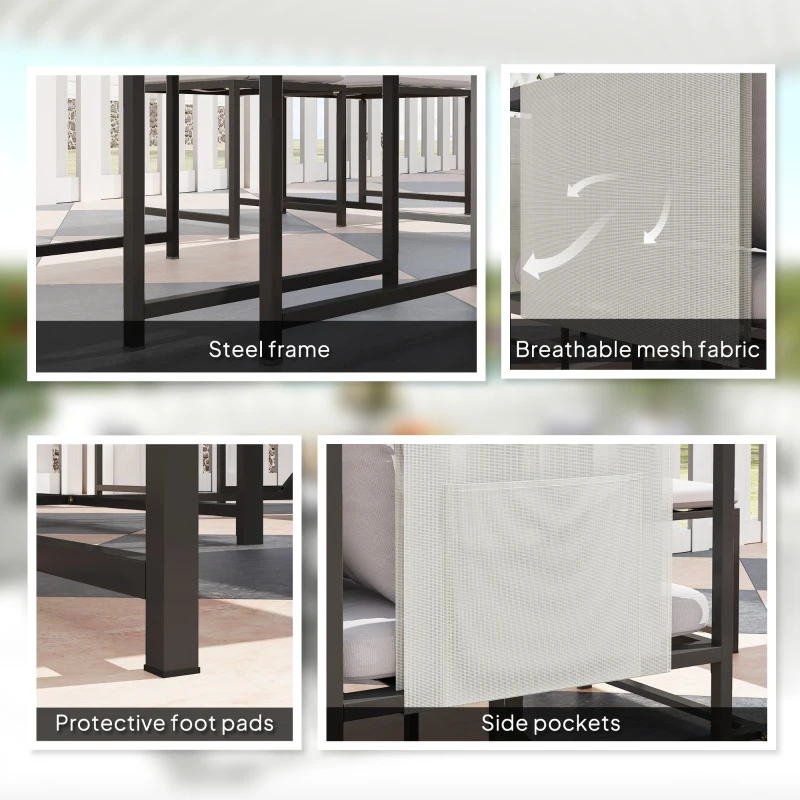 Outsunny Nine-Piece Steel Frame Garden Dining Set - Dark Grey