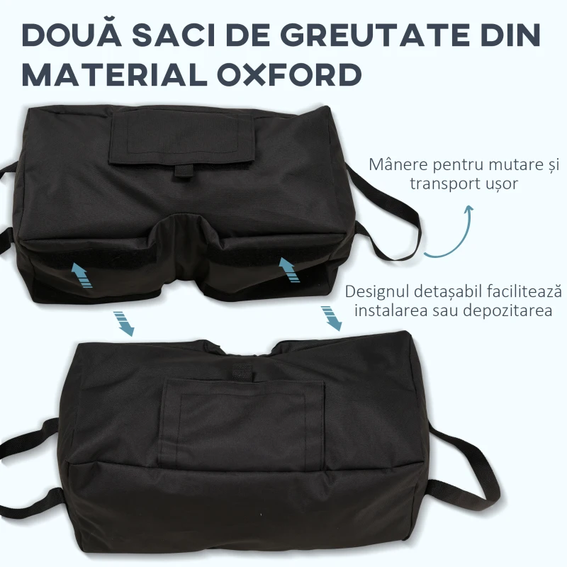 Outsunny Bază pentru Umbrelă, Sac Umplut cu 50 kg de Nisip, Din Plastic și Material Oxford, 50x25x18 cm, Negru