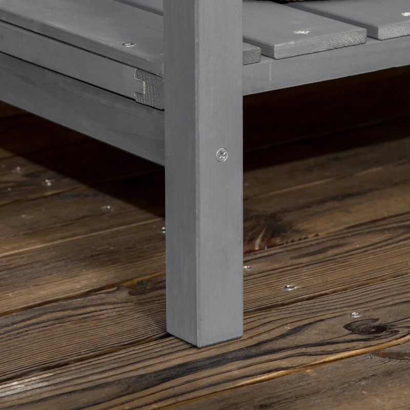 Outsunny Fir Wood Raised Rectangular 8 Compartment Plant Stand Dark Grey