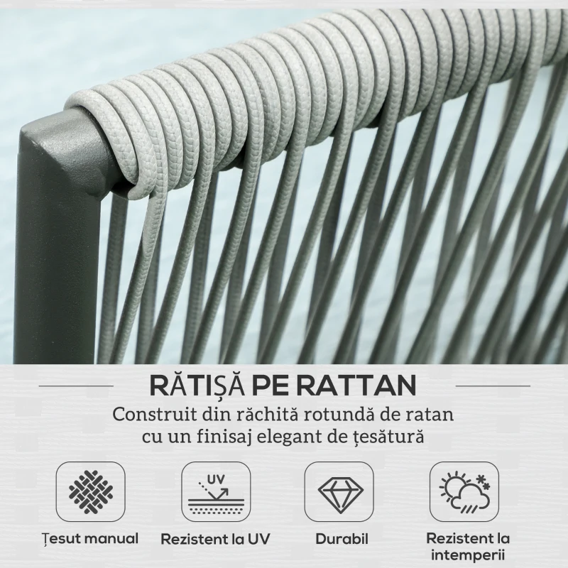 Outsunny Set de Grădină 4 Piese din Ratan și Aluminiu cu Măsuță de Cafea, 2 Canapele pe Colț și Fotoliu, Albastru(m-4)