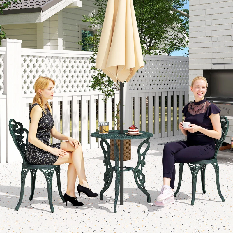 Outsunny 3-delige bistroset Balkonset tuinmeubelen balkon gegoten aluminium antiek groen(m-7)