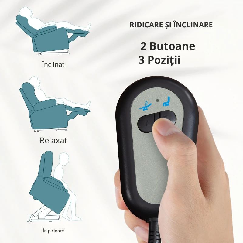Homcom Fotoliu Electric – Albastru, In, Suport Picioare & Telecomanda